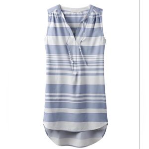 PrAna Natassa Tunic Fairhope Blue Stripe Tank Top with Pockets Large